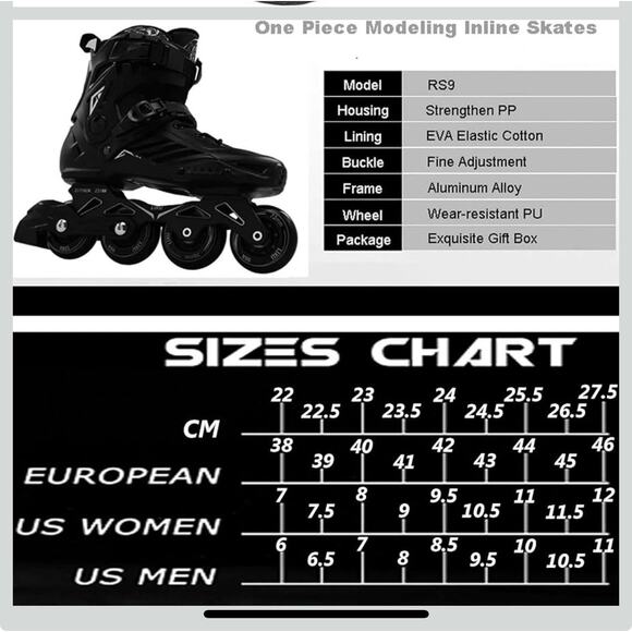 LIKU Black Professional Inline Skates Unisex
Womens 7 Mens 6 Open Box Black New - Picture 4 of 6